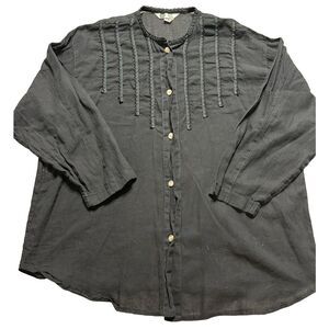 VINTAGE VICTOR ROJO Women’s Black Mexican Style Button Down Top Size Large